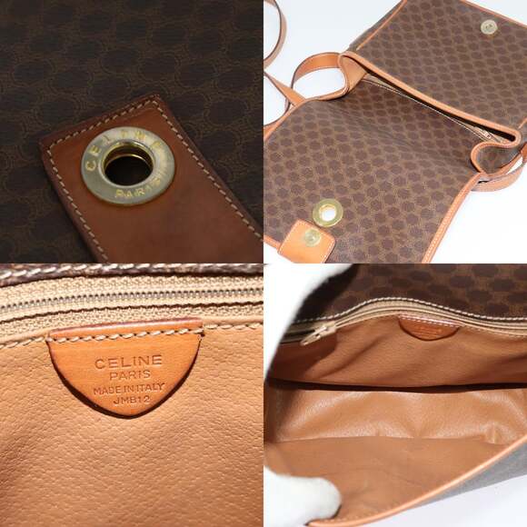 CELINE Macadam Canvas Shoulder Bag Pvc Brown Gold - Picture 11 of 12